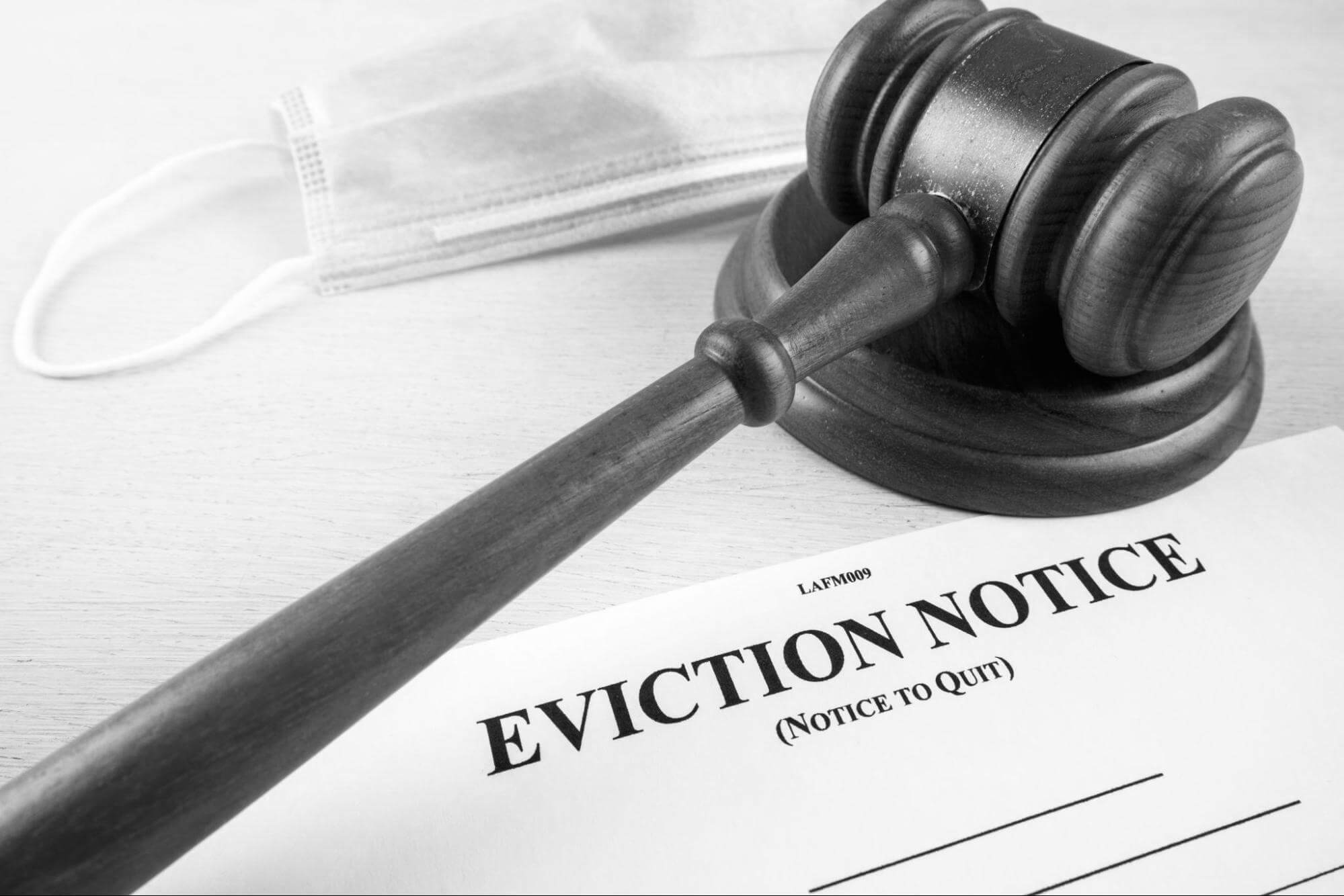 eviction notice papers with judges gavel