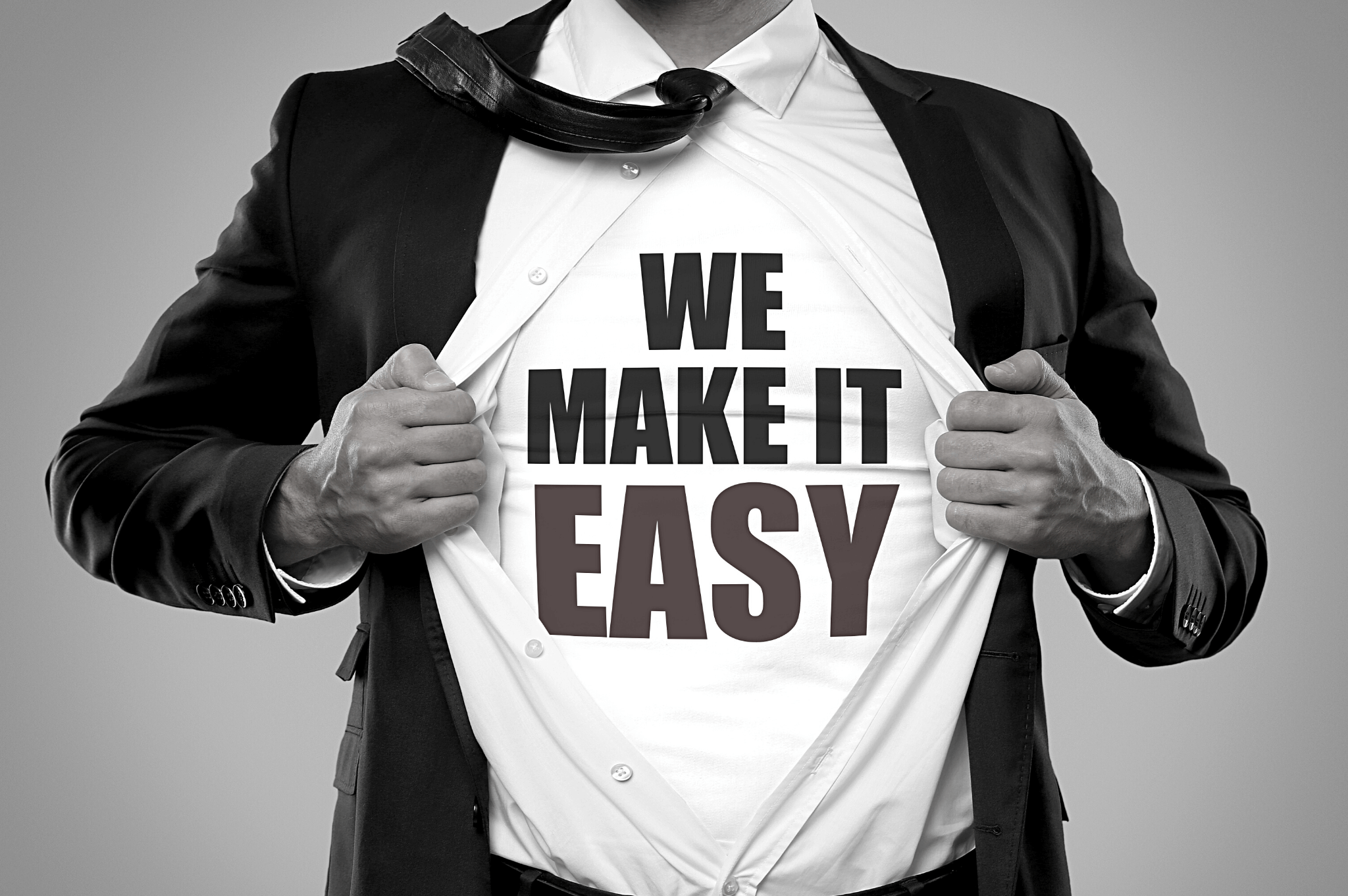We make it easy/ man open shirt