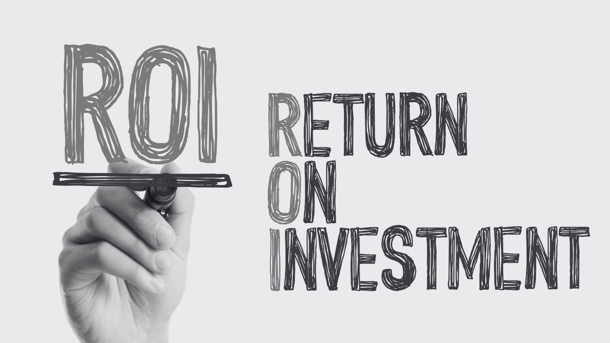 Hand with marker writing the word ROI – Return on Investment Hand with marker writing the word ROI - Return on Investment