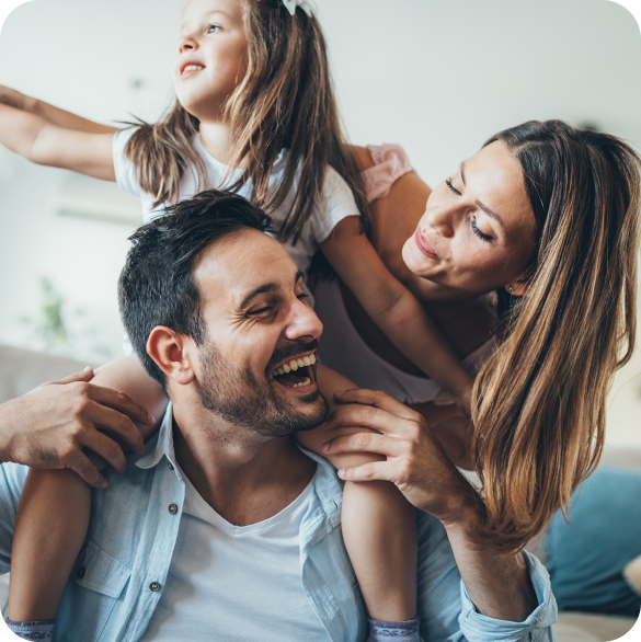 happy family moving into new home