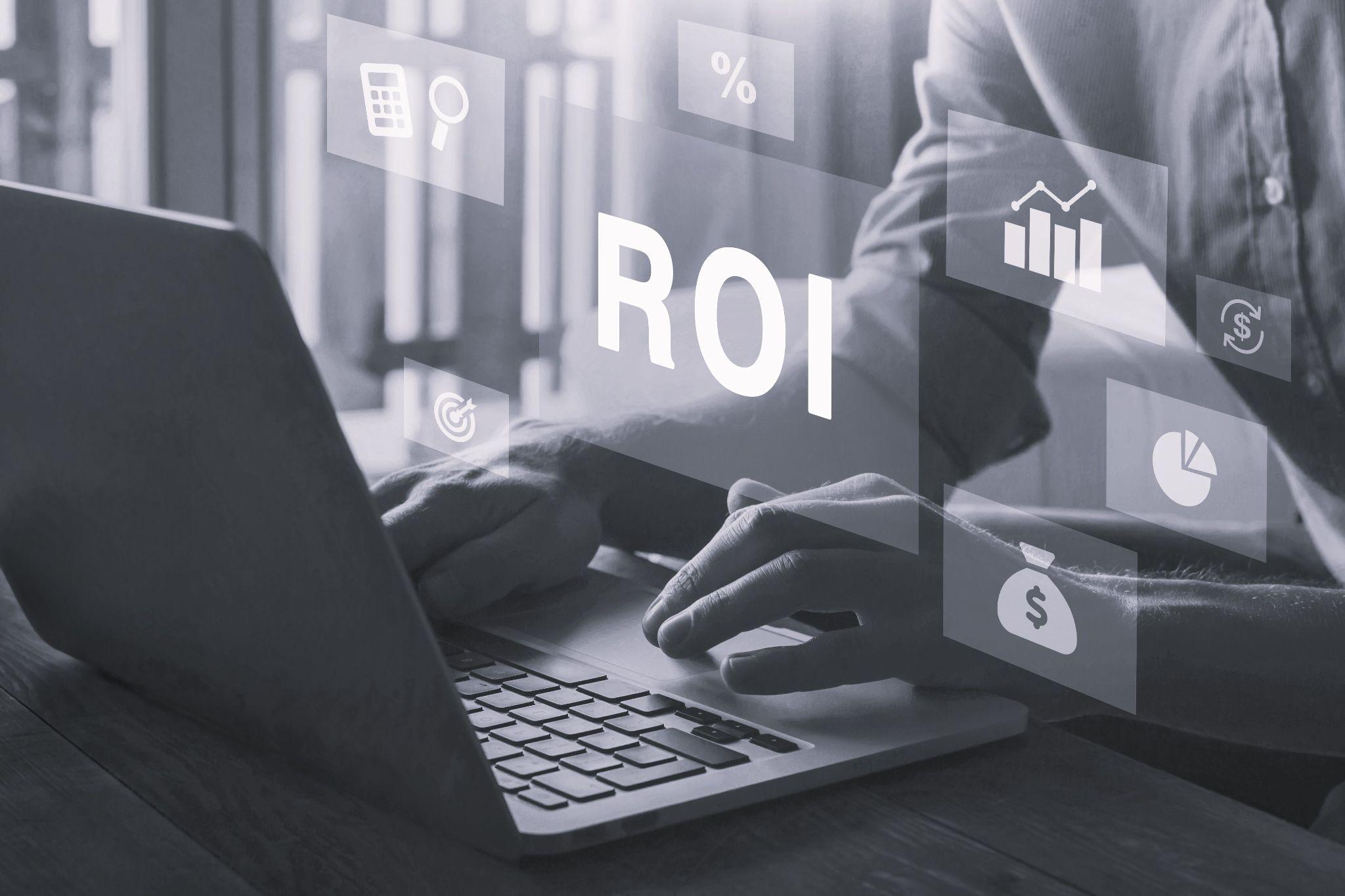 ROI Return On Investment concept on virtual screen ROI Return On Investment concept on virtual screen