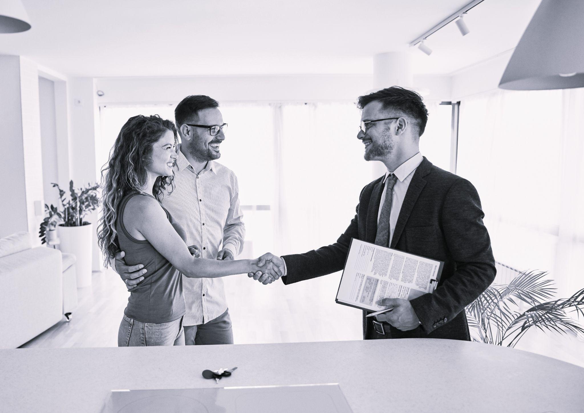 Property manager greeting tenants