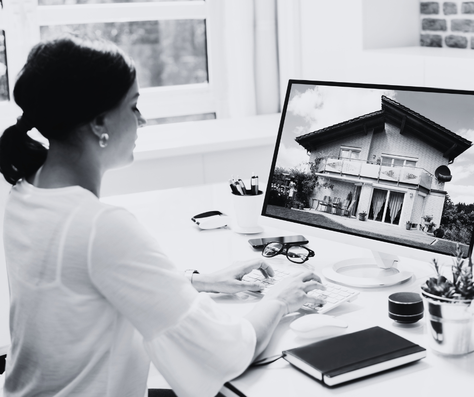 Property manager working at a computer