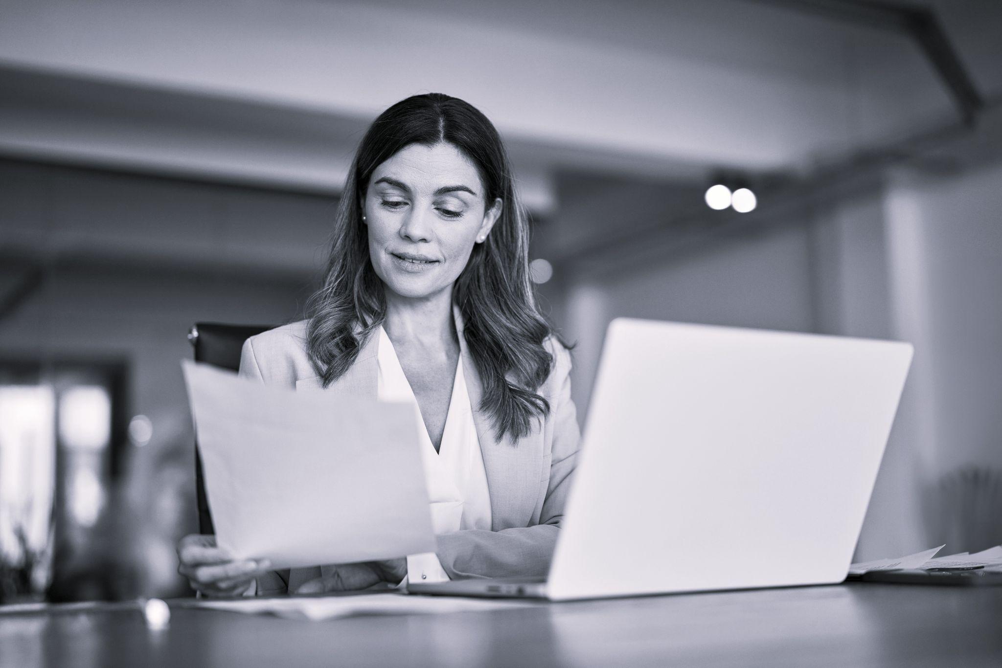 Property manager looking at a piece of paper