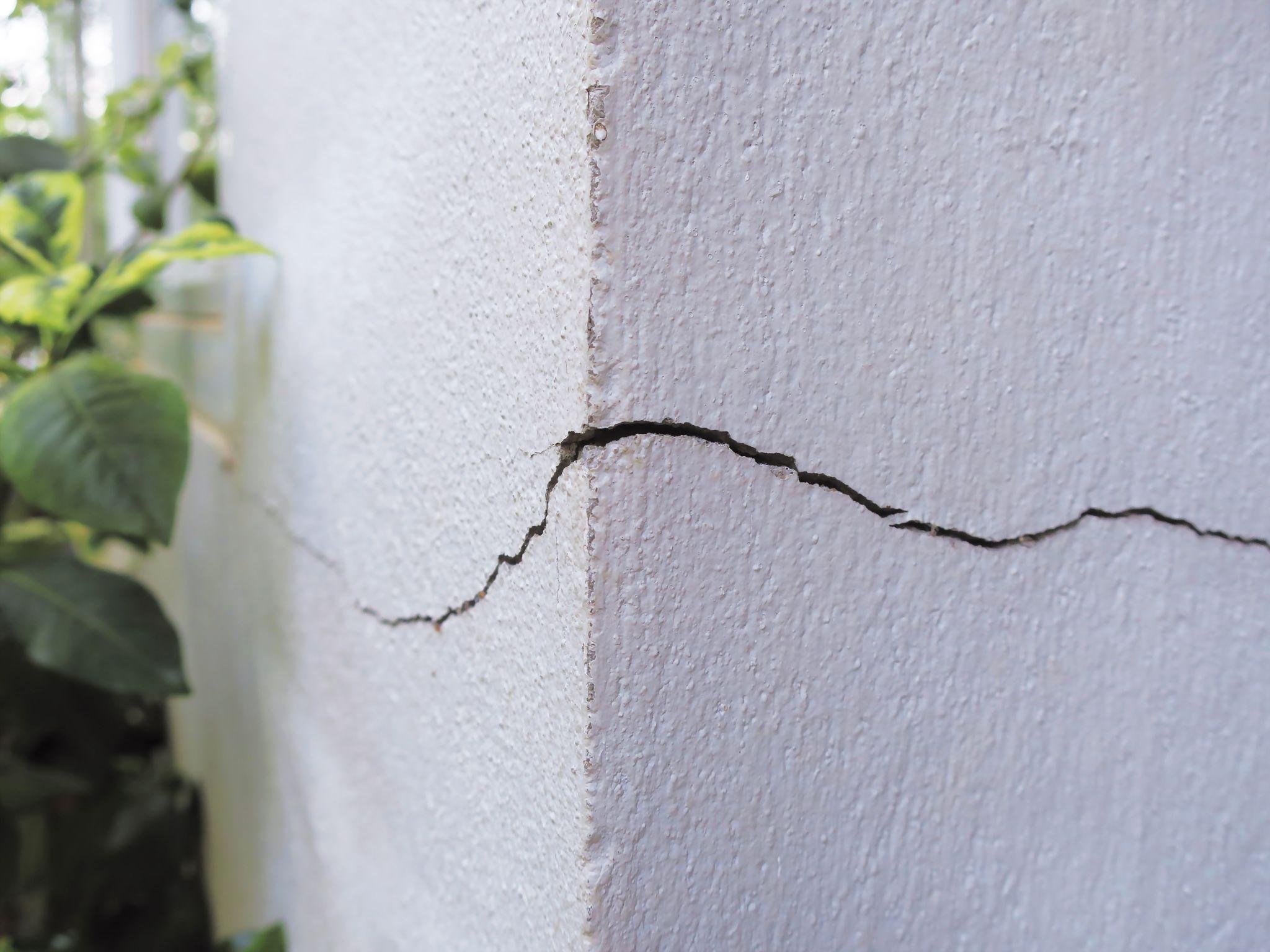 A crack in a home's foundation